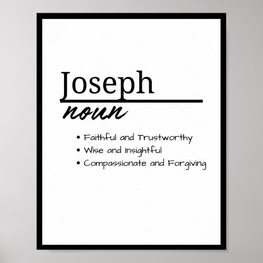 Poster Joseph, Garçon Nom Personnalisé Définition (Devant)