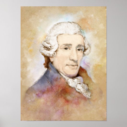 Poster Joseph Haydn Portrait im Aquarell Style (Devant)