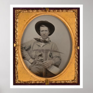 Poster Joseph Sharp, avec une pioche, une poêle et un fus