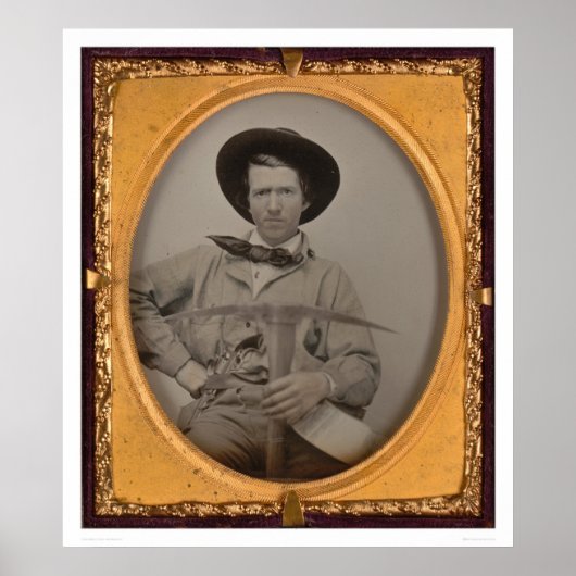 Poster Joseph Sharp, avec une pioche, une poêle et un fus (Devant)