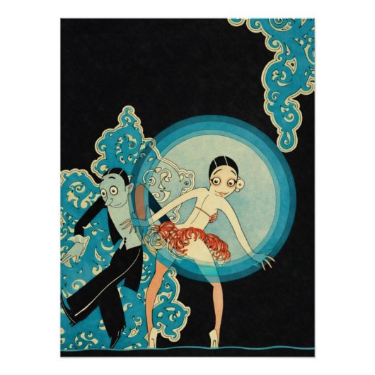 Poster Josephine Baker Art Deco Couple de Danseurs (Devant)