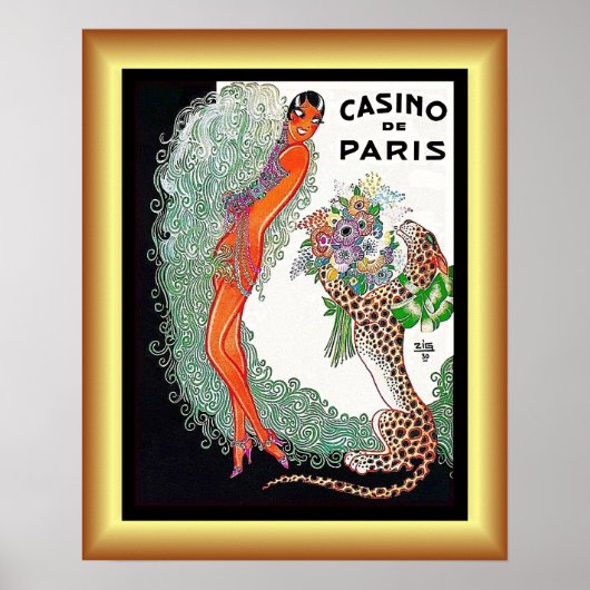 Poster Josephine Baker/Pet Cheetah/Casino de Paris/1930 (Devant)