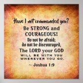 Poster Joshua 1:9 Be Strong and Courageous, Bible Versets (Devant)