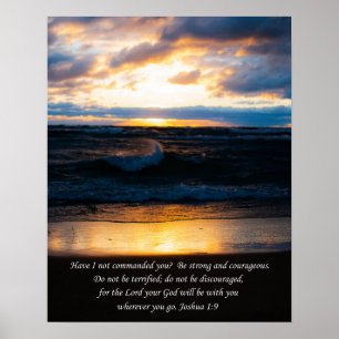 Poster Joshua 1:9 photo coucher du soleil