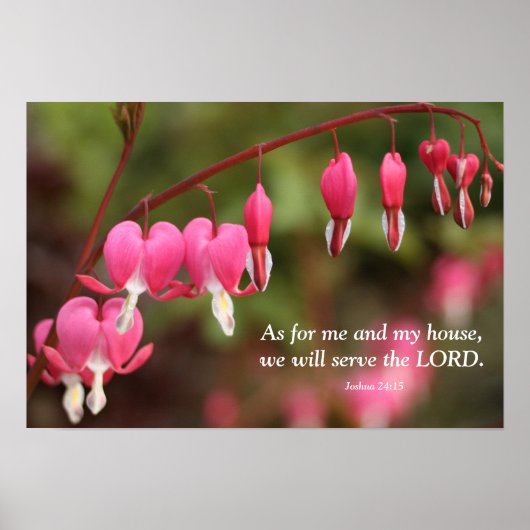 Poster Joshua 24:15 Fleurs Cardiaques Saignantes (Devant)