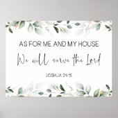 Poster Joshua 24:15 Frontières transparentes des feuilles (Devant)