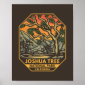 Poster Joshua Tree National Park Sunset Retro Emblem (Devant)