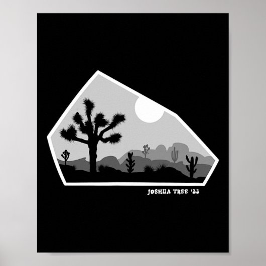 Poster Joshua Tree Retro Boulder Sombre (Devant)
