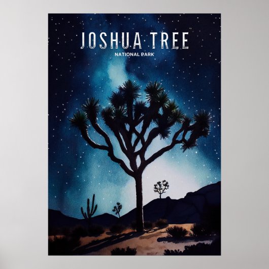 Poster Joshua Tree Stars de nuit Cactus (Devant)