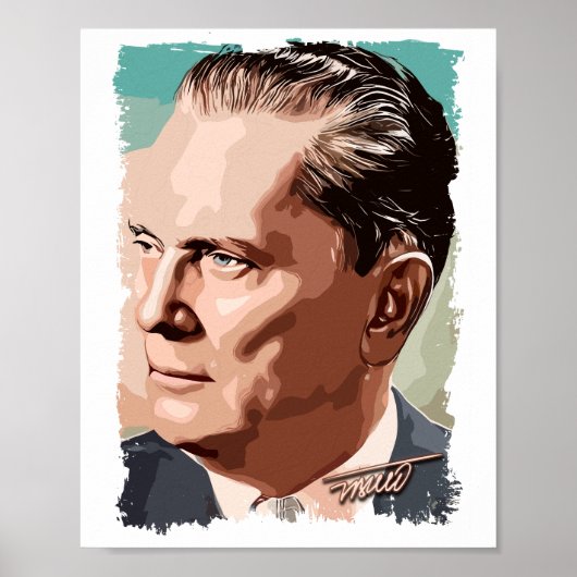 Poster Josip Broz Tito, président de la Yougoslavie Coule (Devant)
