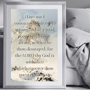 Poster Josué 1:9 Bible Verse Encouragement chrétien