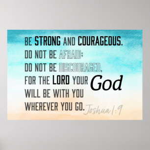 Poster Josué 1:9 Bible Verse puissant et courageux