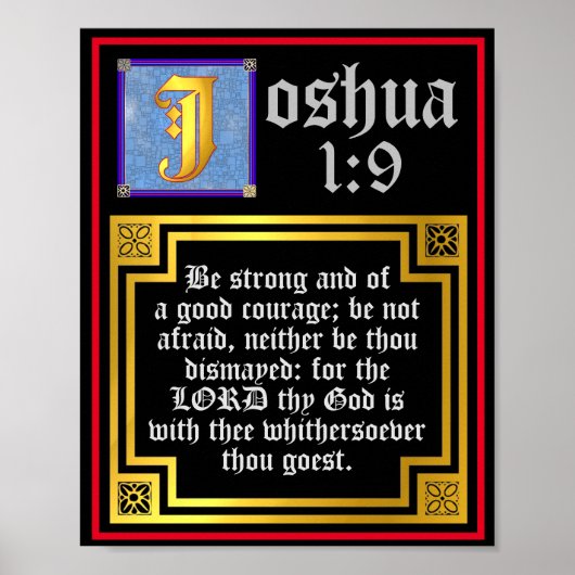 Poster Josué 1:9 Verse biblique de l'Ancien Testament écl (Devant)