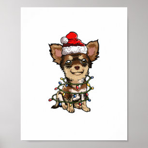Poster Jote Chihuahua Père Noël Feux de Noël Joyeux Noël