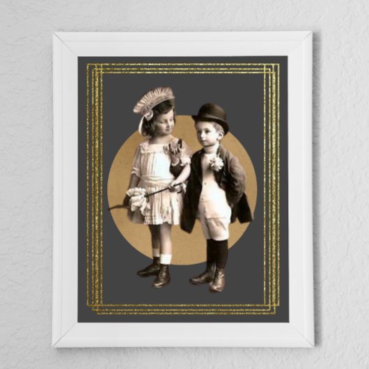 Poster Jote Enfants Vintage photo encadrée