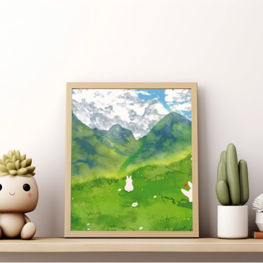 Poster Jote lapin en Montagne