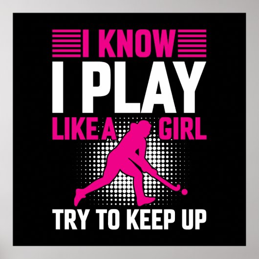 Poster Jouer au hockey comme une fille en céramique (Devant)