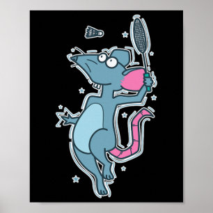 Poster Jouer au rat de badminton