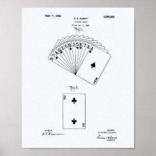 Poster Jouer aux cartes 1926 Brevet Art Livre blanc