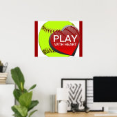 Poster Jouer avec l'affiche Heart Softball (Bureau à domicile)