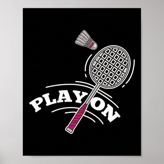 Poster Jouer Badminton Player Sport Stick Shuttle Racket (Devant)