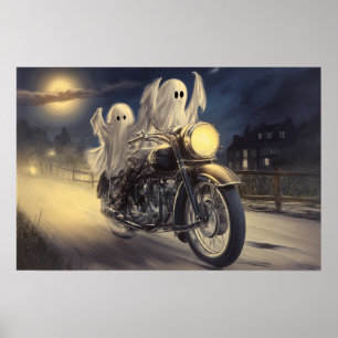 Poster Jouer des fantômes sur la moto Vintage, Monlit Rid