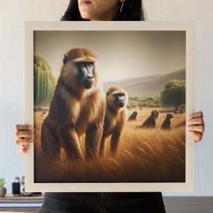 Poster Jouer des singes en train de se frotter
