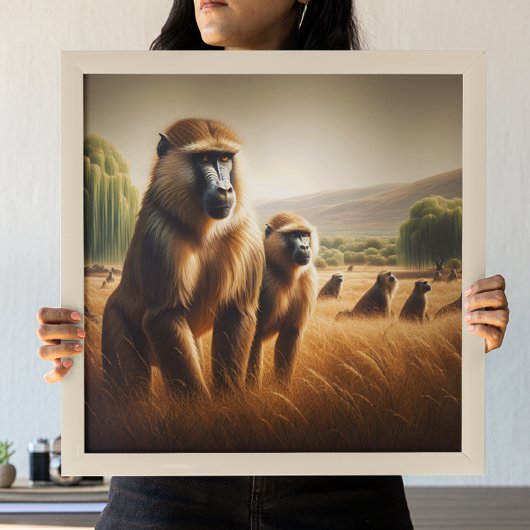 Poster Jouer des singes en train de se frotter
