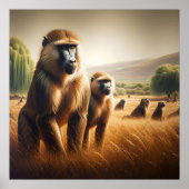 Poster Jouer des singes en train de se frotter (Devant)