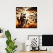 Poster Jouer des singes en train de se frotter (Bureau à domicile)