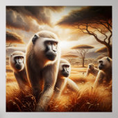 Poster Jouer des singes en train de se frotter (Devant)