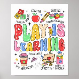 Poster Jouer est apprendre Enseignant Enfants Ck à l'écol