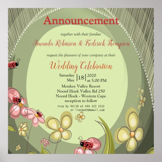 Poster Jouer look nature avec des fleurs et coccinelle (Devant)