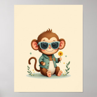 Poster Jouer Monkey Safari Nursery Wall Art