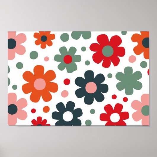 Poster Jouer Motif de fleurs rétro (Devant)