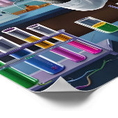 Poster Jouer scientifique de chats en laboratoire (Coin)