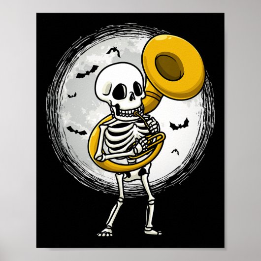 Poster Jouer Sousaphone Tuba Instrument Halloween Band (Devant)