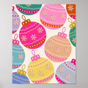 Poster Jouer Vintage Noël Baubles