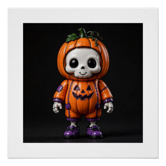 Poster Jouet artistique mignon squelette design Halloween