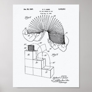 Poster Jouet Slinky 1946 Art breveté - Livre blanc