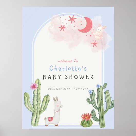 Poster Jouets Arch Boho Bleu Baby shower d'accueil (Devant)