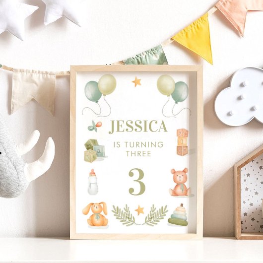 Poster Jouets bébé Aquarelle Naissance