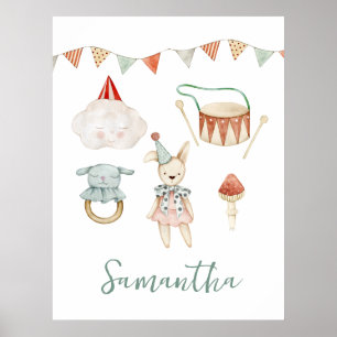 Poster Jouets de champignons de bois Salle d'enfants pers