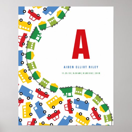 Poster Jouets de garçons Transport personnalisé Baby Nurs (Devant)