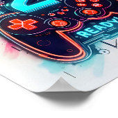 Poster Joueur 2 Prêt Neon Gamer Art (Coin)