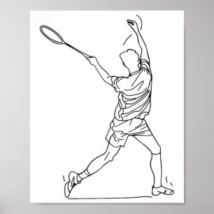 Poster Joueur Badminton Dessin Jeu De Navette Pour Garçon