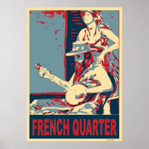 Poster Joueur Banjo du Quartier Français