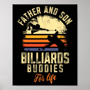Poster Joueur Billard Bal Papa Son Retro Vintage F