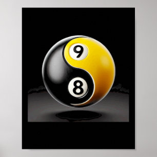 Poster Joueur Billard Ball 9 Ball 8 Ball