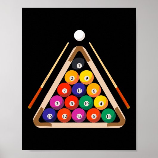 Poster Joueur Billard Et Billard Stick (Devant)
